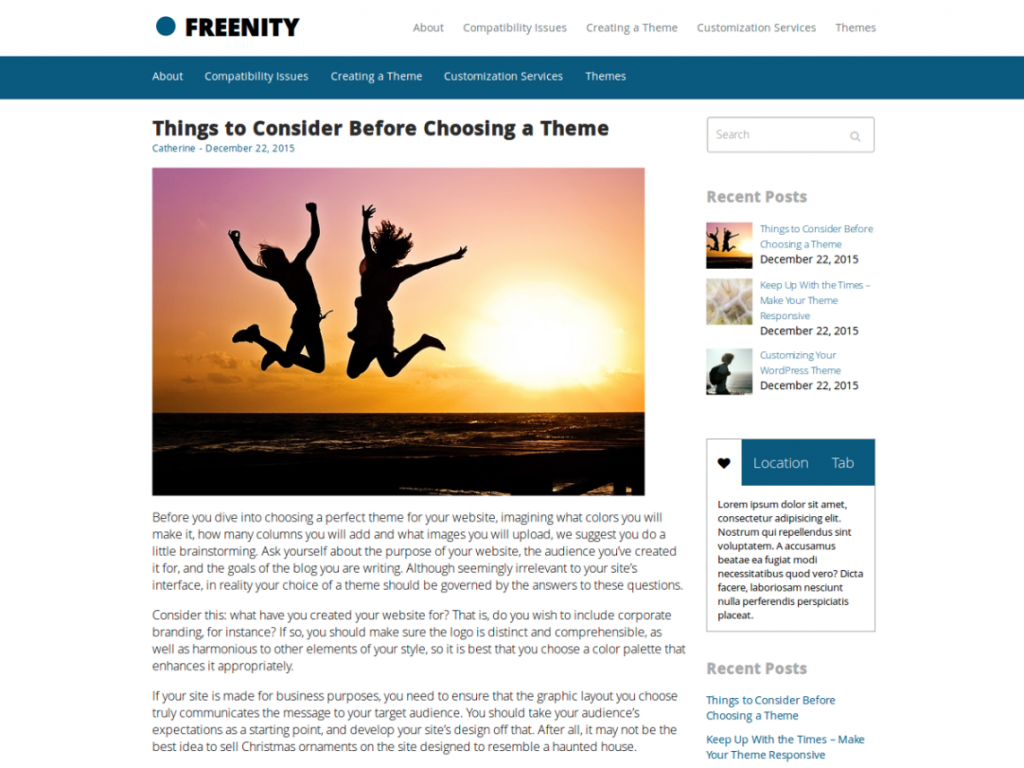 Freenity WordPress Theme